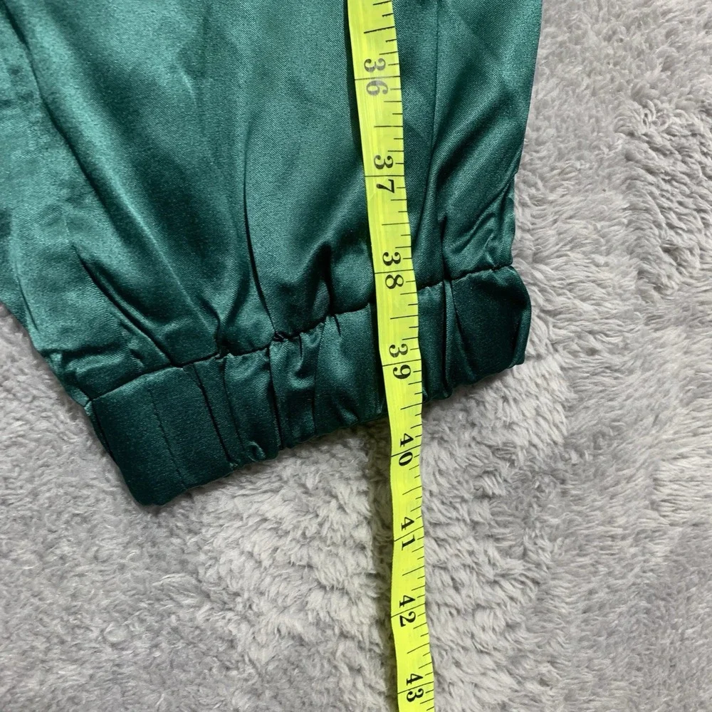 Forever 21 Jogger Pants‎ Women S Green Satin Elastic Waist Drawstring High Rise